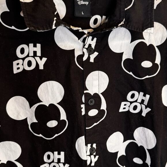 MENS NEFF DISNEY COLLECTION MICKEY MOUSE BUTTON FRONT BLACK SHIRT SIZE LG MED - Picture 5 of 7